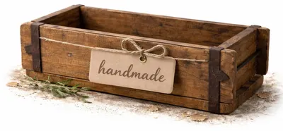 Holzkiste im Vintage-Stil, Blumenkasten aus Altholz, 32x15x9 cm