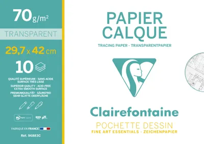 Produktbild von Clairefontaine 10x Transparentpapier, Packung mit 10 Blatt A3, 70g 96883C