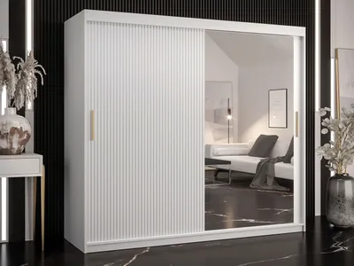 Obrázek produktu pro Šatní skříň 200 cm se zrcadlem LONZO 2 - bílá