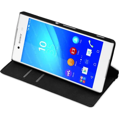 Produktbild von PhoneNatic Kunst-Lederhülle kompatibel mit Sony Xperia Z3+ / Plus - Book-Case weiß + 2 Schutzfolien