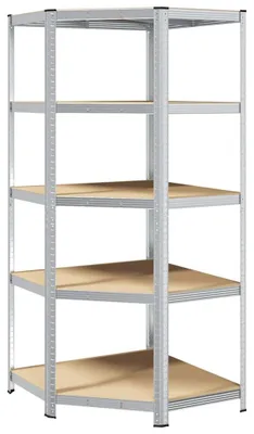 Produktbild von vidaXL Eckregal mit Regal Silber 90 x 90 x 198 cm Holzwerkstoff