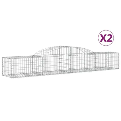Produktbild von vidaXL Gabionen mit Hochbogen 2 Stk. 300x50x40/60 cm Verzinktes Eisen
