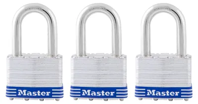 Vorhängeschloss mit Schlüssel, 3er-Pack, gleichschließend, silber