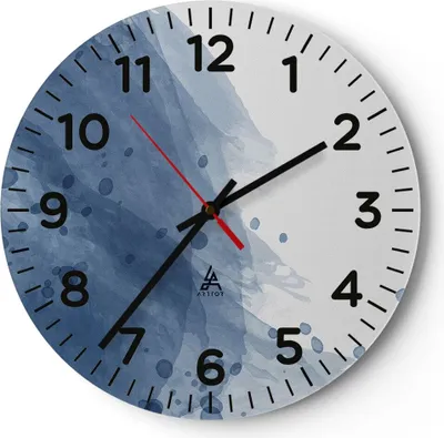 Produktbild von Wanduhr - Rund - Glasuhr - Blau Weiß Hintergrund - 40x40cm - Schleichendes Uhrwerk - Lautlos - zum Aufhängen bereit - Dekoration Modern - Wanddekoration aus Glas - C4AR40x40-5088