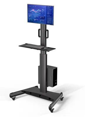 Mobiler Monitorwagen, Aluminium, 4 Rollen, 48x48x88 cm