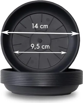 Produktbild von Blumentopf Untersetzer Rund Ø 14 cm in Schwarz für Außen & Innen - Blumentöpfe Plastik Pflanzentopf Pflanzgefäß Pflanzkübel Anzuchttopf Blumenkübel Ga