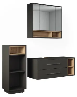 Image de Meubles bain Vicco Beatrice Anthracite/Sonoma 3 pièces, Model 71984