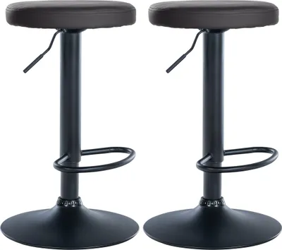 Produktbild von CLP 2er Set Barhocker Ponte Kunstleder höhenverstellbar und drehbar | Farbe schwarz Material Gestell Metall matt schwarz