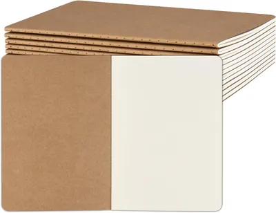 Produktbild von Set von 12 A5 Kraft Notizbüchern, 60 Seiten, liniert und blanko, für Schule und Büro