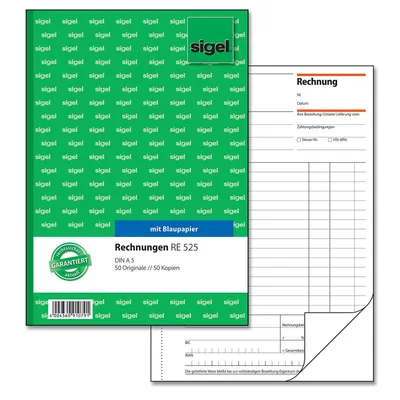 Produktbild von SIGEL RE525 Rechnungen, A5, mit Blaupapier, 2 x 50 Blatt