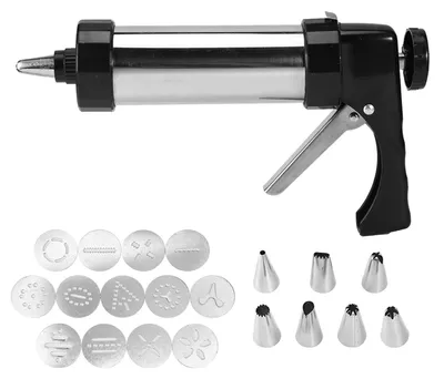 Keksspritze-Set, 7 Düsen + 13 Formen, Edelstahl/Kunststoff