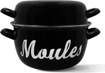 Produktbild von Muscheltopf Menastyl, Emaille Stahl, Schwarz, 18 cm, Induktionsgeeignet