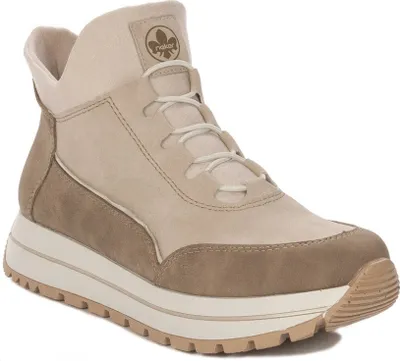 Produktbild von Rieker Damen Stiefel N405162 Beige, isoliert, Reißverschluss, Plateausohle, 4 cm Absatz