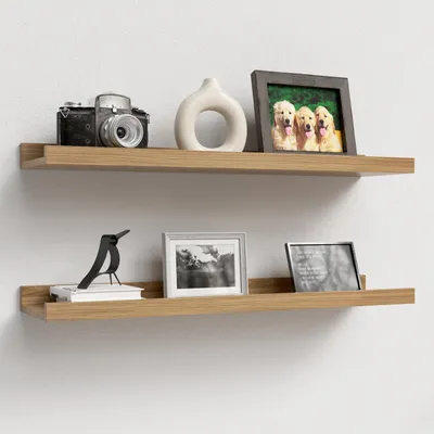 Image de Omgoods - Ensemble de 2 étagères murales en bois pour la décoration et le rangement