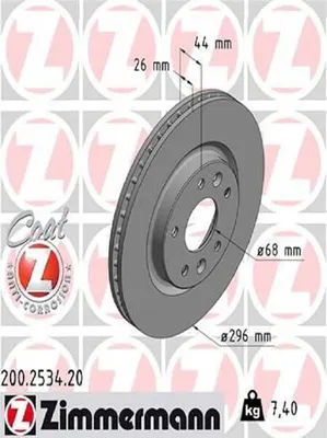 Produktbild von 2x ZIMMERMANN 200.2534.20 Bremsscheibe