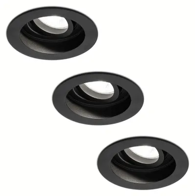 Image de HOFTRONIC - Spot LED encastrable Laredo 4W GU10 345lm 6500K Noir IP20 Inclinable 3 pièces