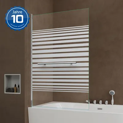 Produktbild von doporro Duschwand für Badewanne Badewannenaufsatz 90x140cm Duschabtrennung 6mm ESG-Sicherheitsglas teilsatiniert inkl. NANO Badewannenfaltwand