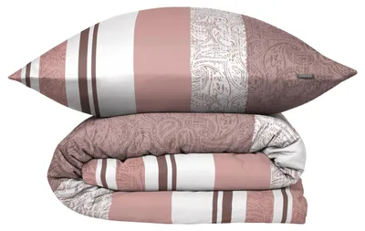 Produktbild von SCHIESSER Bettwäscheset Adele | Renforcé | 2-teilig | Paisley-Streifenmuster | 100% Baumwolle | Weich und glatt | YKK-Reißverschluss | 135x200 cm + 80x80 cm | Puderrosa