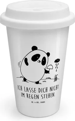 Produktbild von Mr. & Mrs. Panda ToGo Kaffeebecher Panda Zusammenhalt - Weiß - Geschenk, Thermobecher To Go, Isolierbecher, Becher