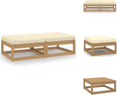 Produktbild von vidaXL Garten-Fußhocker mit Kissen 2 Stk. Massivholz Kiefer -  Gartensofaelemente