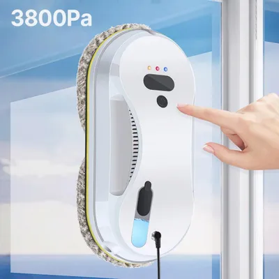 Obrázek produktu pro Robot na mytí oken – Automatický čistič oken – Sací výkon 3800 Pa – Funkce rozprašování vody – Vhodný pro velká okna – 220–240 V – Bílá barva