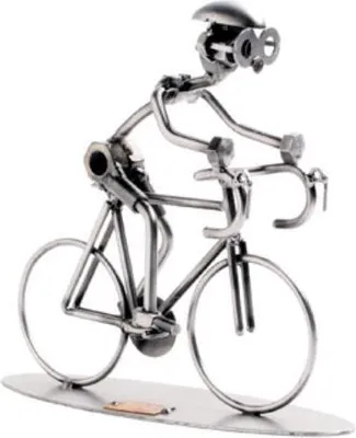 Immagine prodotto di Figurina in metallo a forma di ciclista su bici da corsa, realizzata a mano