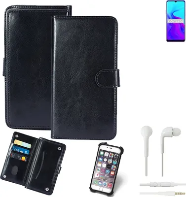 Produktbild von K-S-Trade 360° Hülle kompatibel mit Blackview A80 inkl. Headphones schwarz Kunstleder Case BookCase WalletCase Kunstlederederhülle Handyhülle,