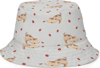 Produktbild von Mr. & Mrs. Panda Anglerhut Hund Marienkäfer Größe S/M - Grau - Geschenk, Wanderhut, Sprüche, Fischerhut, Bucket Hat, Neugierig, Mischlinghund, Mischlingshund, Sonnenkappe