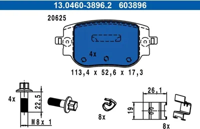 Immagine prodotto di Pastiglie freno complete ATE 13.0460-3896.2
