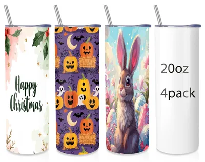 Zdjęcie produktu dla Zestaw 4 izolowanych kubków ze stali nierdzewnej z pokrywkami i słomkami