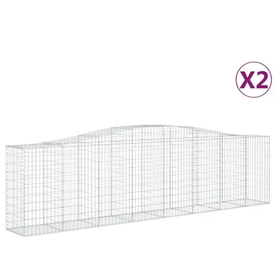 Produktbild von vidaXL Gabionen mit Hochbogen 2 Stk. 400x50x100/120cm Verzinktes Eisen