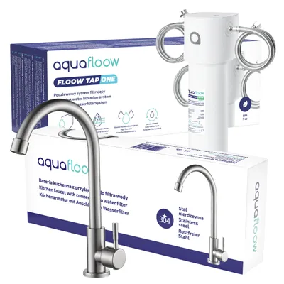 Obrázek produktu pro AquaFloow FloowTap One – poddřezový vodní filtr s kuchyňskou baterií, stříbrný
