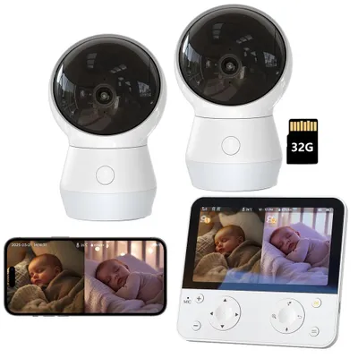 Obrázek produktu pro Dětská chůvička se 2 kamerami 5,5" chůvička s APP noční světlo AI/detekce pláče/pohybu/zvuku Automatické sledování 2.4G&5G-WLAN Bluetooth s 32G