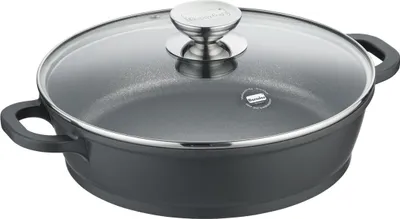 Produktbild von Servierpfanne mit Glasdeckel 24 cm, Aluguss, schwarz - Vario Click