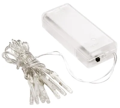 Produktbild von LED-Lichterkette – 10 Lampen – Warmweiß – Batteriebetrieben – Lampendurchmesser: 3 mm – Abstand zwischen den Lampen: 10 cm