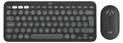 Produktbild von Logitech Pebble 2 Combo, Kabellos, RF Wireless + Bluetooth, Scherenschalter, QWERTY, Graphit, Maus enthalten
