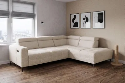 Produktbild von Eine Ikone des modernen Komforts: Ecksofa „Velvet“, elektrische Relaxfunktion, verstellbare Kopfstützen, USB-Anschluss