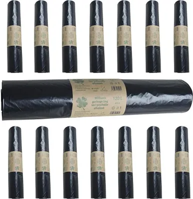 Produktbild von Müllsäcke Abfallsäcke Müllbeutel 120 L Standard 15 Rollen Schwarz Mülltüte