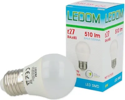 Produktbild von [1 Stück] LEDOM E27 SMD Leuchtmittel 230V AC 6W 510 Lumen Ø45 220-240V 240 Grad Abstrahlwinkel 4000K Neutralweiß Lampe