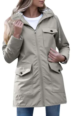 Obrázok produktu pre Nepremokavý dámsky kabát typu trench coat s kapucňou