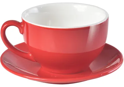 Image de Tasse à café en porcelaine avec soucoupe - 220 ml - Rouge