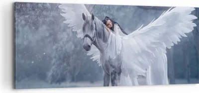 Produktbild von Bild auf Leinwand - Leinwandbild - Frau Pferd Natur - 120x50cm - Wand Bild - Wanddeko - Wandbilder - Leinwanddruck - Bilder - Kunstdruck - Wanddekoration - Leinwand bilder - Wandkunst - AB120x50-3998