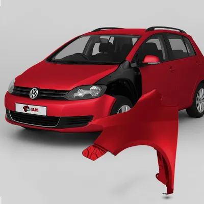 Productafbeelding van BLU Spatbord geschikt voor Volkswagen Golf V+ / Golf 5 PLUS LA3X Links Rood SunsetRed | 2005-2009 | Voorzijde | Gelakt | Montageklaar
