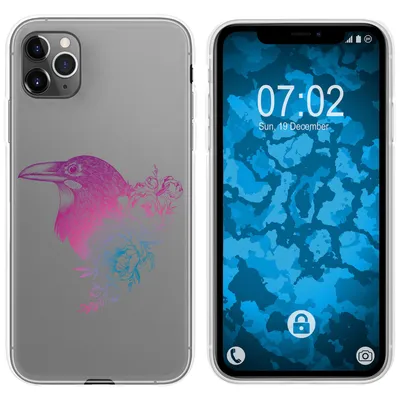 Produktbild von PhoneNatic Case kompatibel mit Apple iPhone 11 Pro Max Silikon-Hülle Floral Rabe M4-6