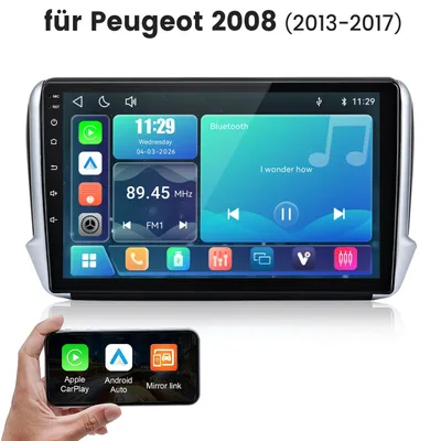 Obrázok produktu pre Autorádio Junsun s operačným systémom Linux, 10-palcový displej, s bezdrôtovým CarPlay a Android Auto, Bluetooth, FM, USB, určené pre modely Peugeot 208/2008, ročníky 2012-2018