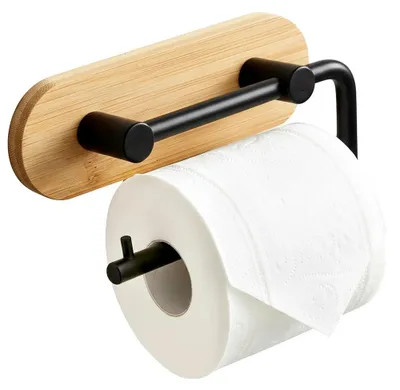 Image de Porte-rouleau de papier toilette - Support en métal - Acier inoxydable - 13,5 cm - Noir