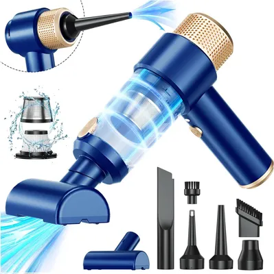 Produktbild von 4 in 1 Mini Handstaubsauger Kabellos, 15 KPA Autostaubsauger Tastaturstaubsauger Stark, 100500 U/min Druckluft Staubgebläse Akku Druckluftspray