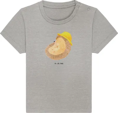 Produktbild von Mr. & Mrs. Panda  T-Shirt Igel Beten 6. - 12. Monat - Heather Grey - Geschenk, Dankbarkeit, Gott, Babyshirt, Lustige Sprüche, Sonnenhut, Leben, Baby Shirt, Genießen