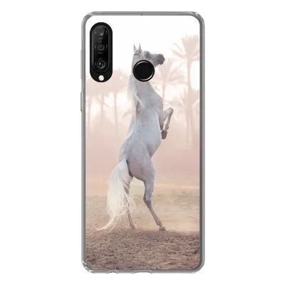 Produktbild von MuchoWow® Handyhülle Schutzhülle Hülle für Huawei P30 Lite Pferd - Sand - Palme Silikon Softcase Handy Hülle - Handyhülle