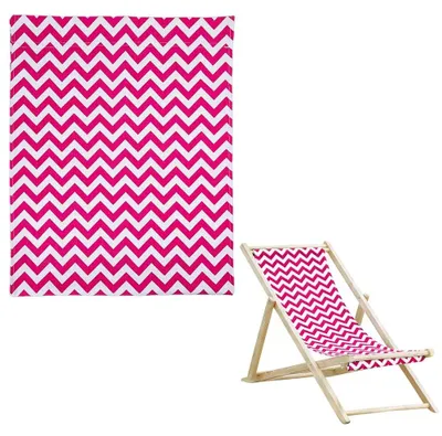 Image de Omgoods - Tissu de remplacement pour chaise de plage, motif à rayures roses